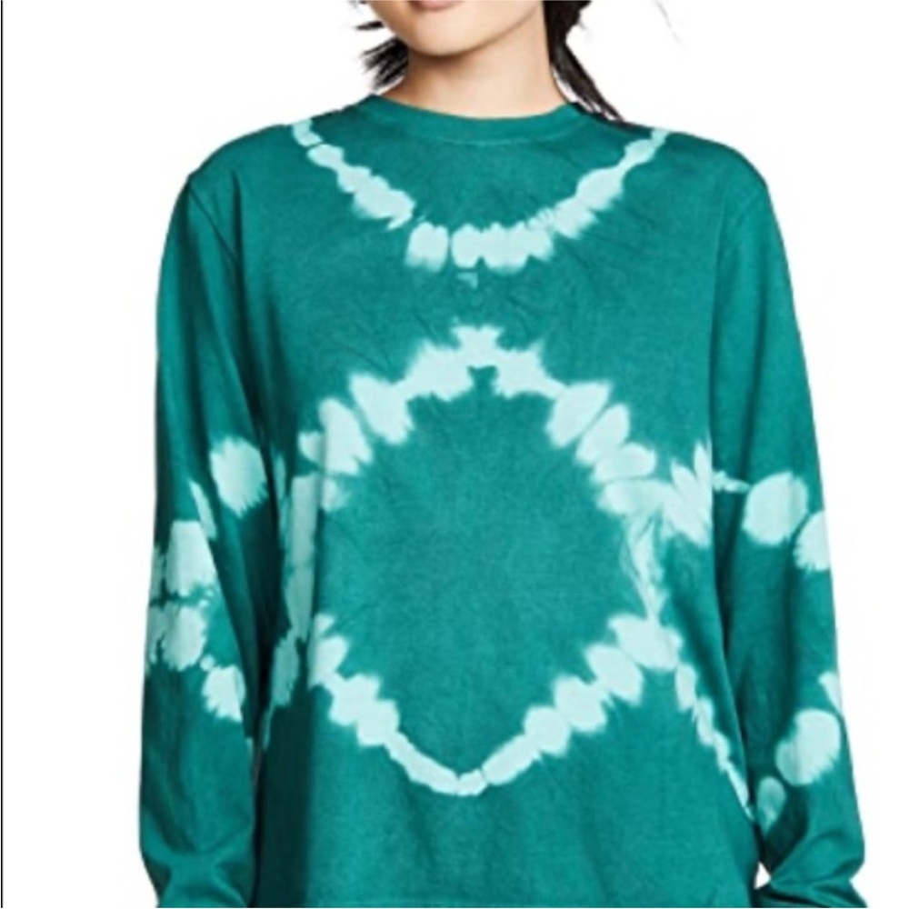 Proenza Schouler White Label Tie Dye T-Shirt in Emerald/ Mint Bleach Diamond